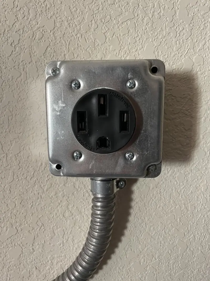 NEMA 14-50 outlet installed for Smart Home Electrical in Experiment
